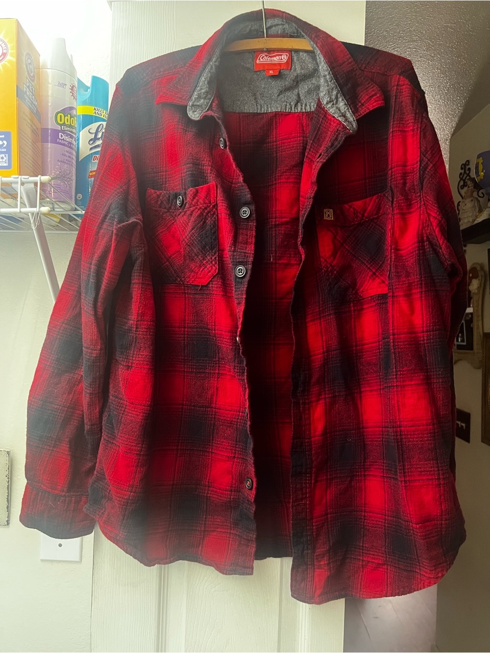 Coleman Red and Black Plaid Button-Front men’s Shirt